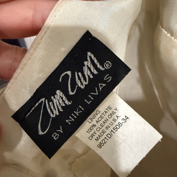 VTG Zum Zum by Niki Livas Cream Brown Polka Dot Babydoll Dress Tulle Bow Y2K - Picture 6 of 11